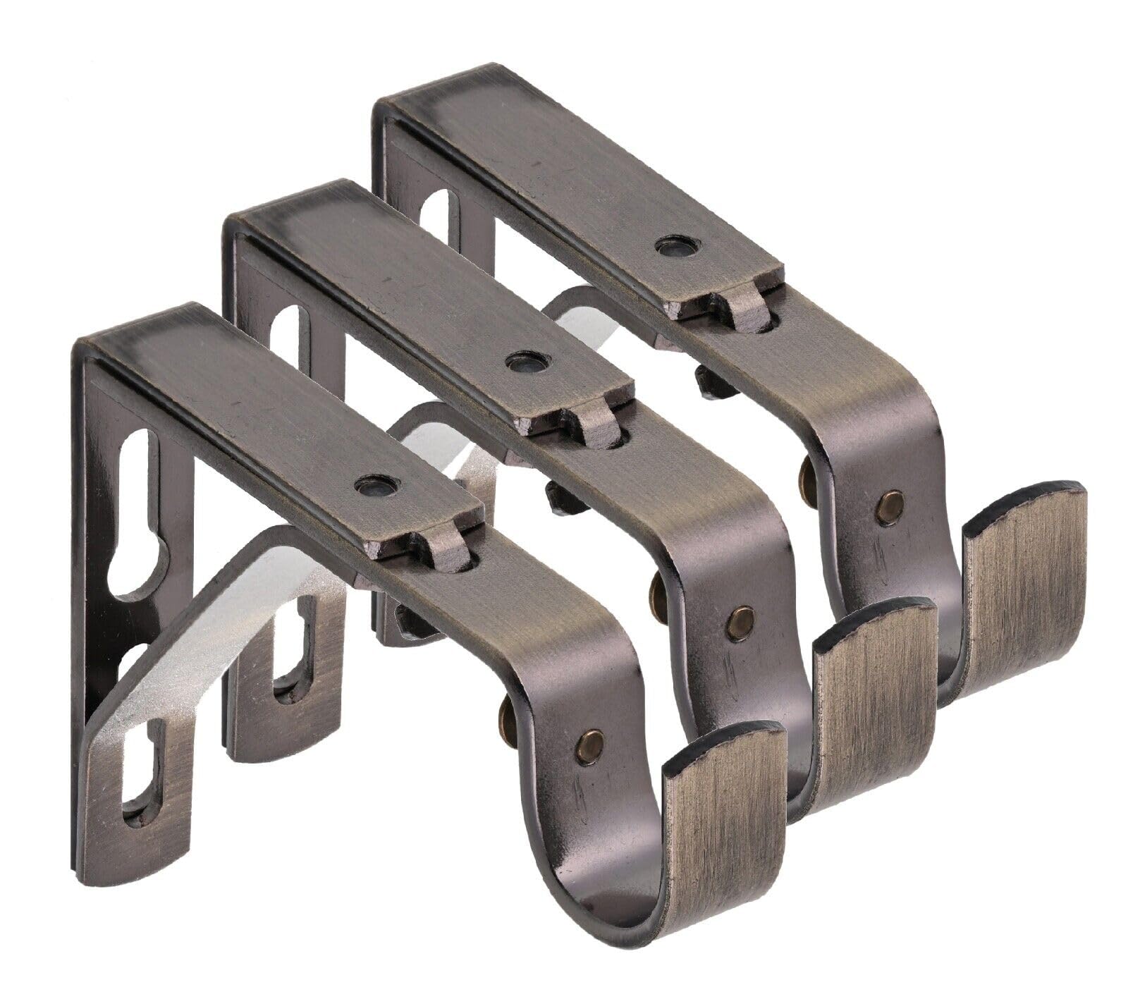 Lister Cartwright Antique Brass (Extendable Bracket) 19Mm Curtain Pole Brackets With Adjustable Screws Metal Finish (Pack Of 3)
