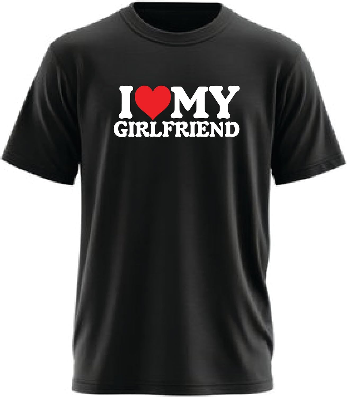 I love My Girlfriend T-Shirt - Funny Red Heart Graphic Tee - Romantic Gift for Boyfriend, Men's Anniversary & Valentine's Day Shirt