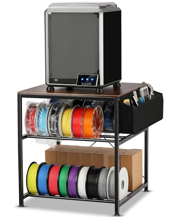 AHOWPD 3D Printer Stand with Filaments Storage - 3D Printer Table Filament Storage Rack Heavy Duty 3D Desk for Workshop Studio Office (Brown) by AHOWPD - Used condition - US$50.76