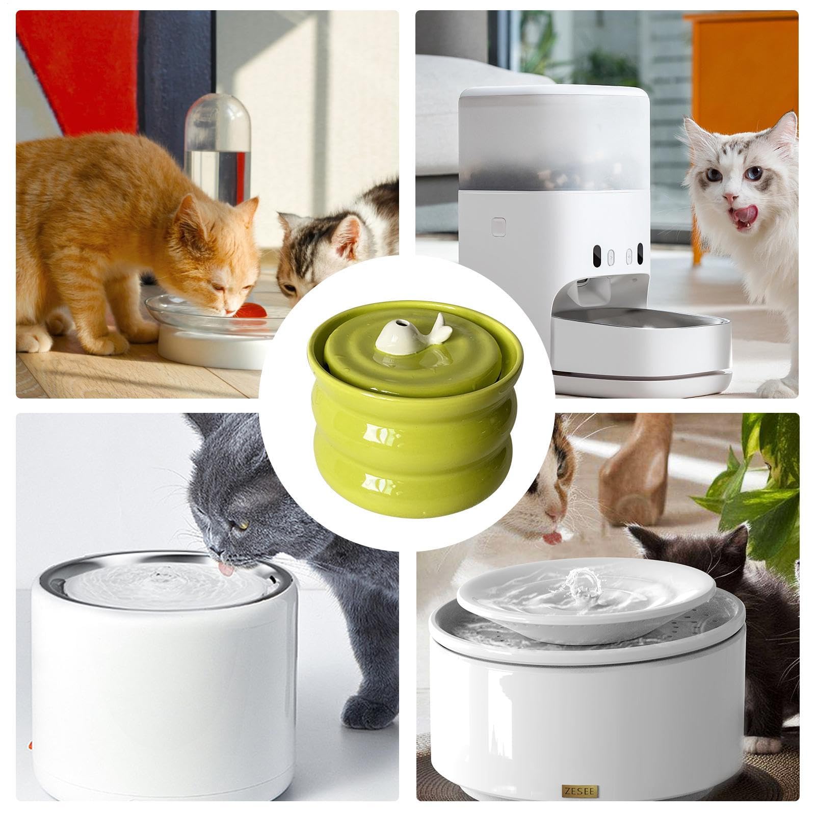 Fuente de agua para gatos - Fuentes para gatos | Beber a pilas - Fuente de | agua para gatos, máquina expendedora de cerámica con circulación para, sin mojada, cuenco para perros,