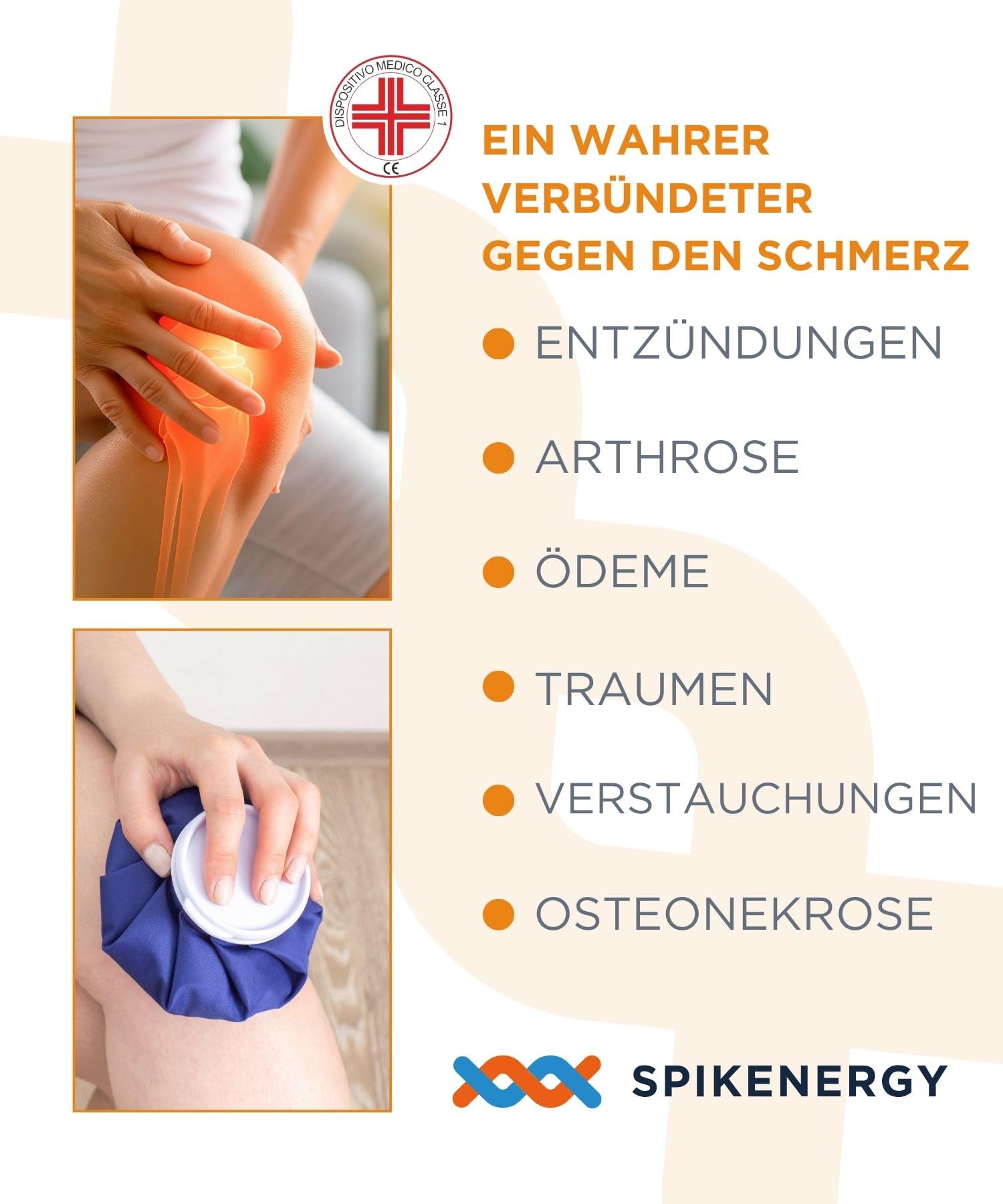SPIKENERGY Stabilizator Kolana Elastyczny Magnetoterapia Opaska na Kolano Artroza Zapalenie Sciegien Skrecenia, Skarpetki Przeciwgrzybicze Gratis, Wyrob Medyczny Made in Italy, Niebieski L