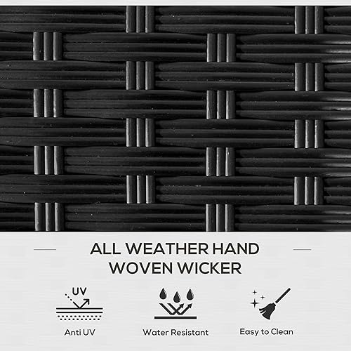 Miniatura 4 de Outsunny Caja de cubierta y almacenamiento de zapatos, toallero de mimbre de ratán PE con forro para interiores, exteriores, cojines de muebles de