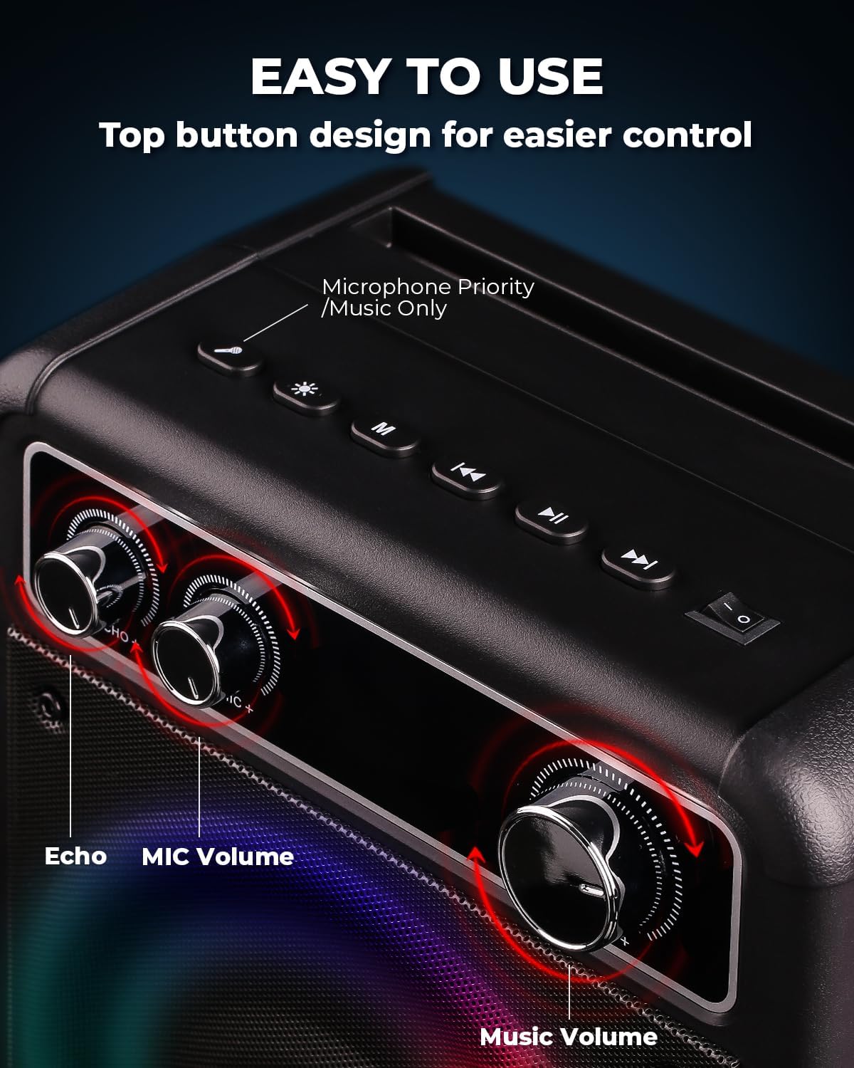 Karaoke, altoparlante portatile Bluetooth con 2 microfoni wireless, sistema PA per adulti e bambini, con luci LED, supporta TWS/REC/FM/AUX/USB/TF per casa, feste, picnic