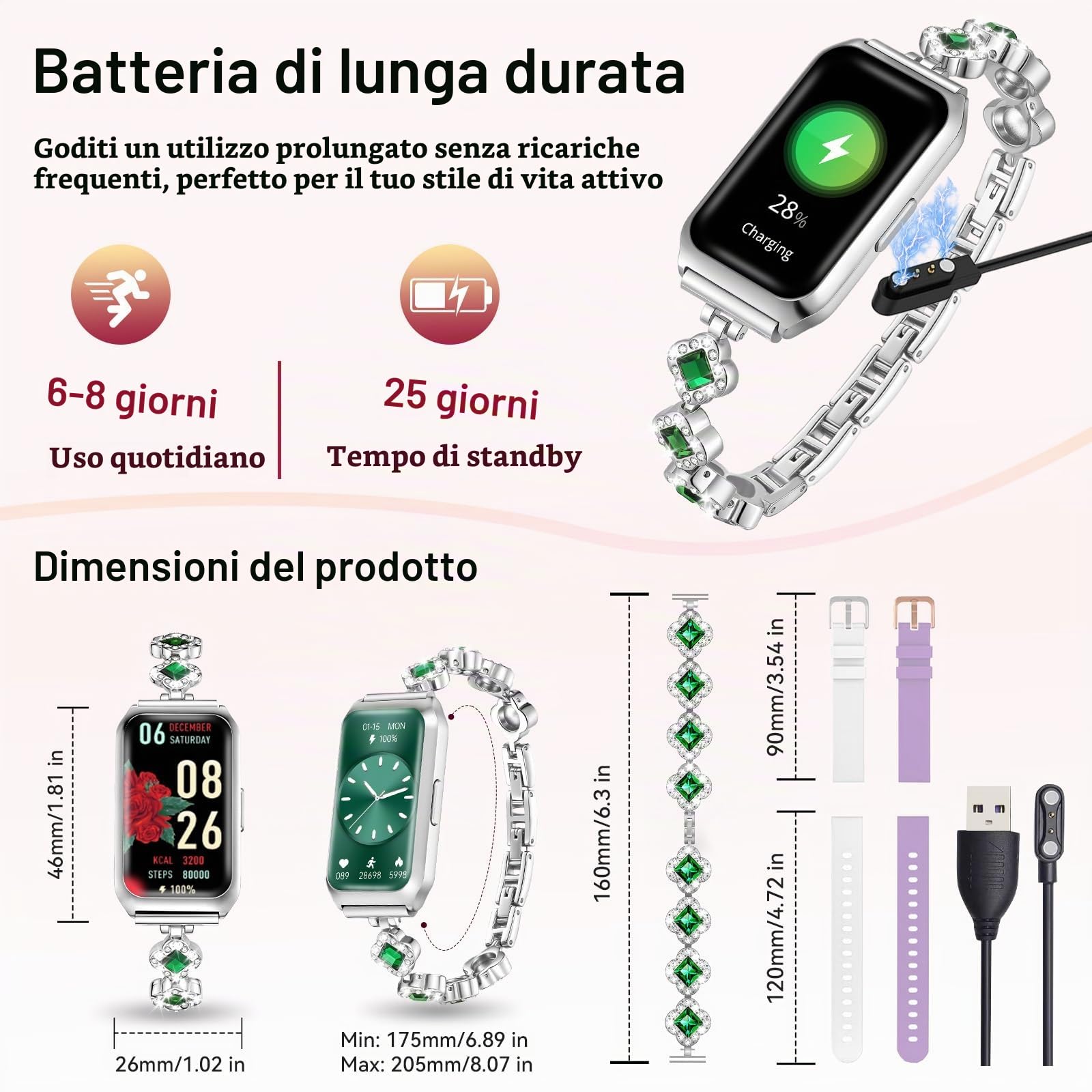 Smartwatch Donna, 1.47" Orologio Fitness Modalità Sport, Monitoraggio del Sonno Contapassi Cardio SpO2 Calorie Activity Tracker Impermeabile per Android iOS