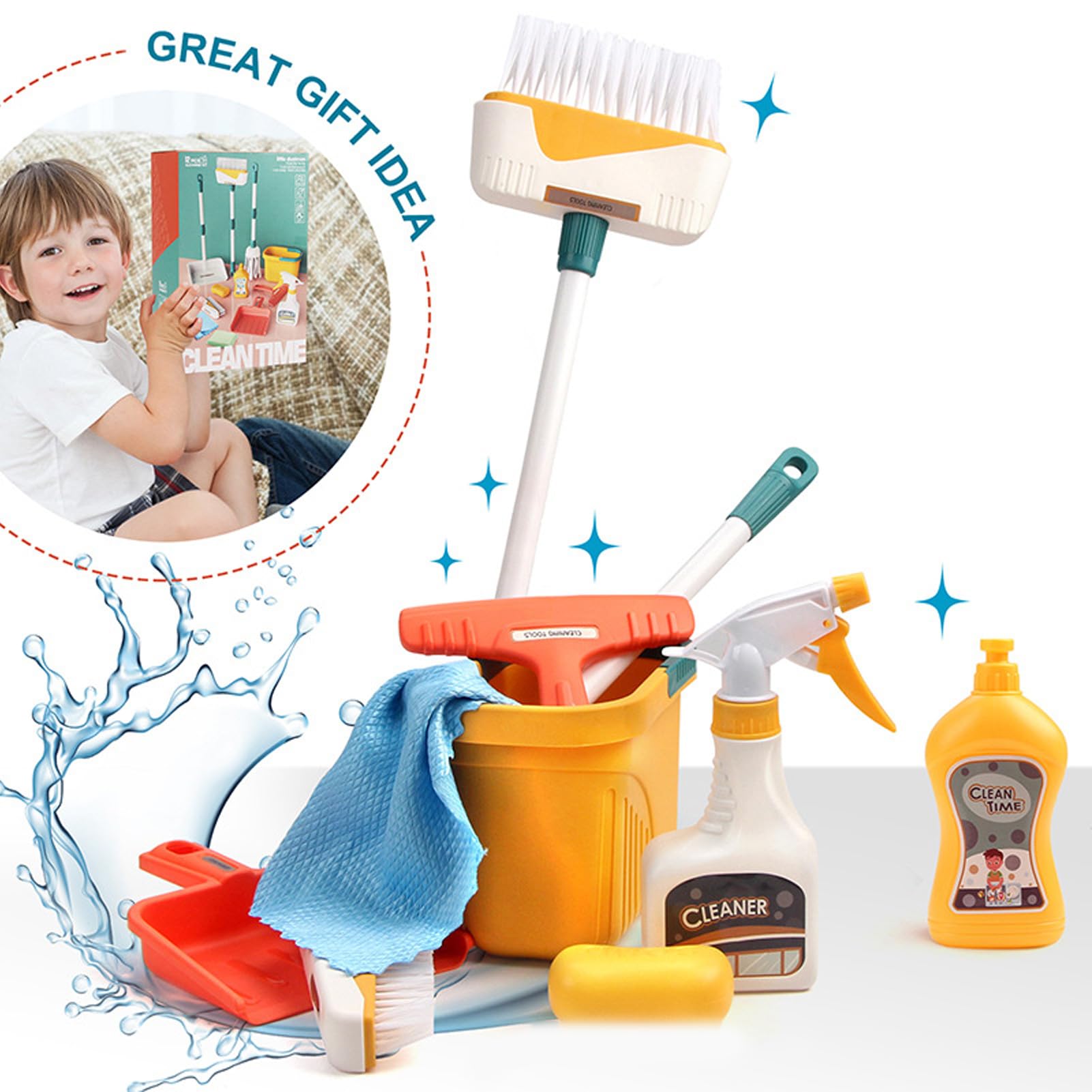 Kit Nettoyage Miniature Kit Nettoyage Enfant 18 Pièces - Balai Pelle Seau Jouet 2-3 Ans | Jeu Imitation Ménage Enfant Kit Menage Enfant