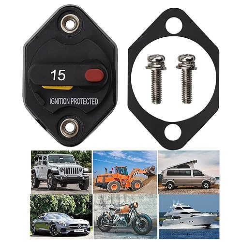 Miniatura 7 de Disyuntor de montaje en panel de 12 V, 24 V, 32 V, CC, 15 A, con botón de reinicio manual conmutable para auto, camión, RV, remolque, automóvil,