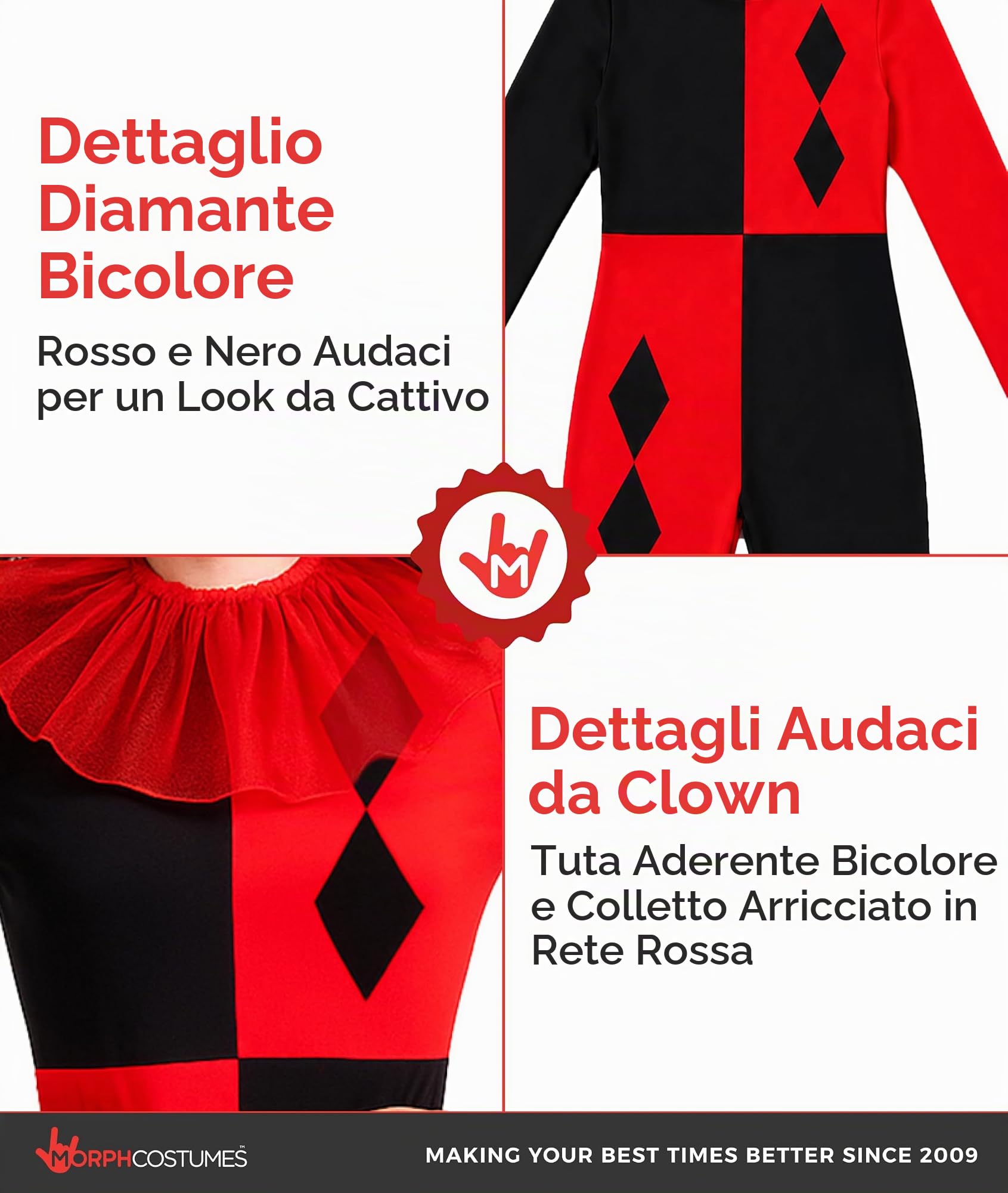 Fun Shack Costume Arlecchino Donna, Costume Clown Halloween Donna