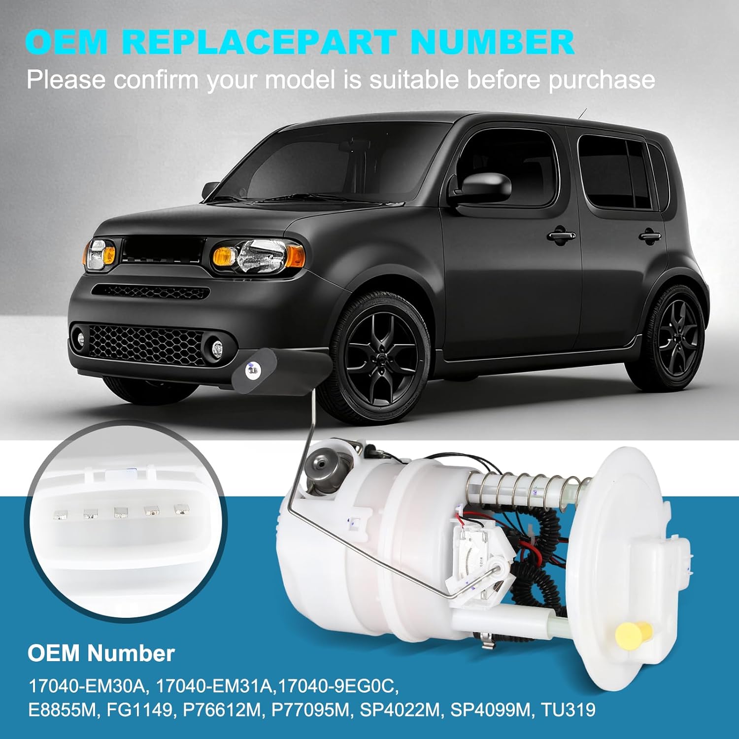 OTO-K Electric Fuel Pump Module Assembly Compatible with Nissan Cube 2009-2014,Versa 2007-2012 1.6L 1.8L,Replaces#170401FC0B 170409EG0B 170409EG0C 17040EM30A