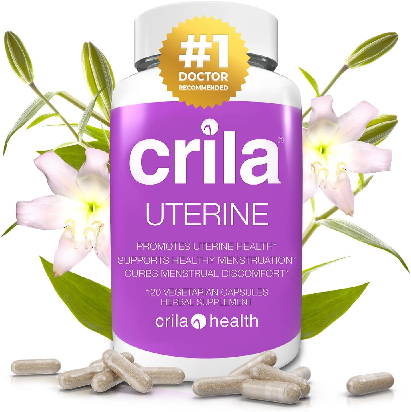 CRILA Estrogen Free, Fertility Ovarian Support and Uterine, Healthy Menstrual Cycle Regulation 2 Month Supply I Period Pills for Cramps, Menopause, PMS Relief | Ovarian Support Vitamins for Women