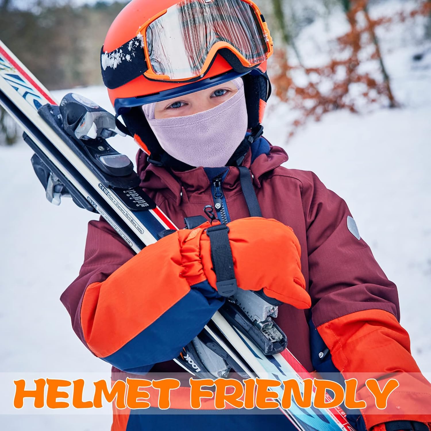 Kids Fleece Balaclava Ski Mask,Face Mask Neck Warmer for Boys Girls,Windproof Face Cover for Cold Weather Skiing Cycling - Image 6