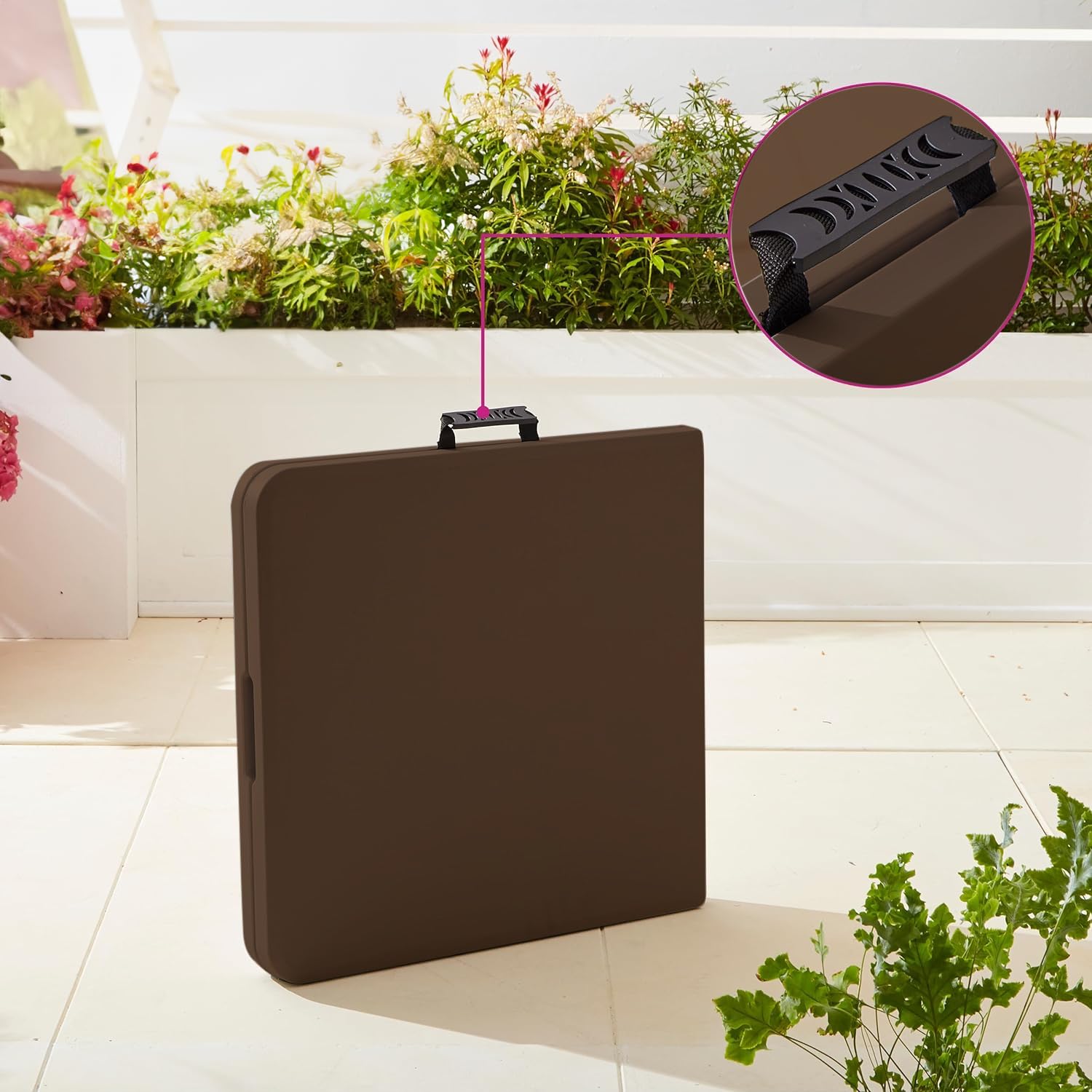 Avilia Tavolo Pieghevole Portatile da Campeggio - Richiudibile, Sistema di Blocco Sicurezza, Capacità 6 Persone, Colore Noce, 180x75x74cm