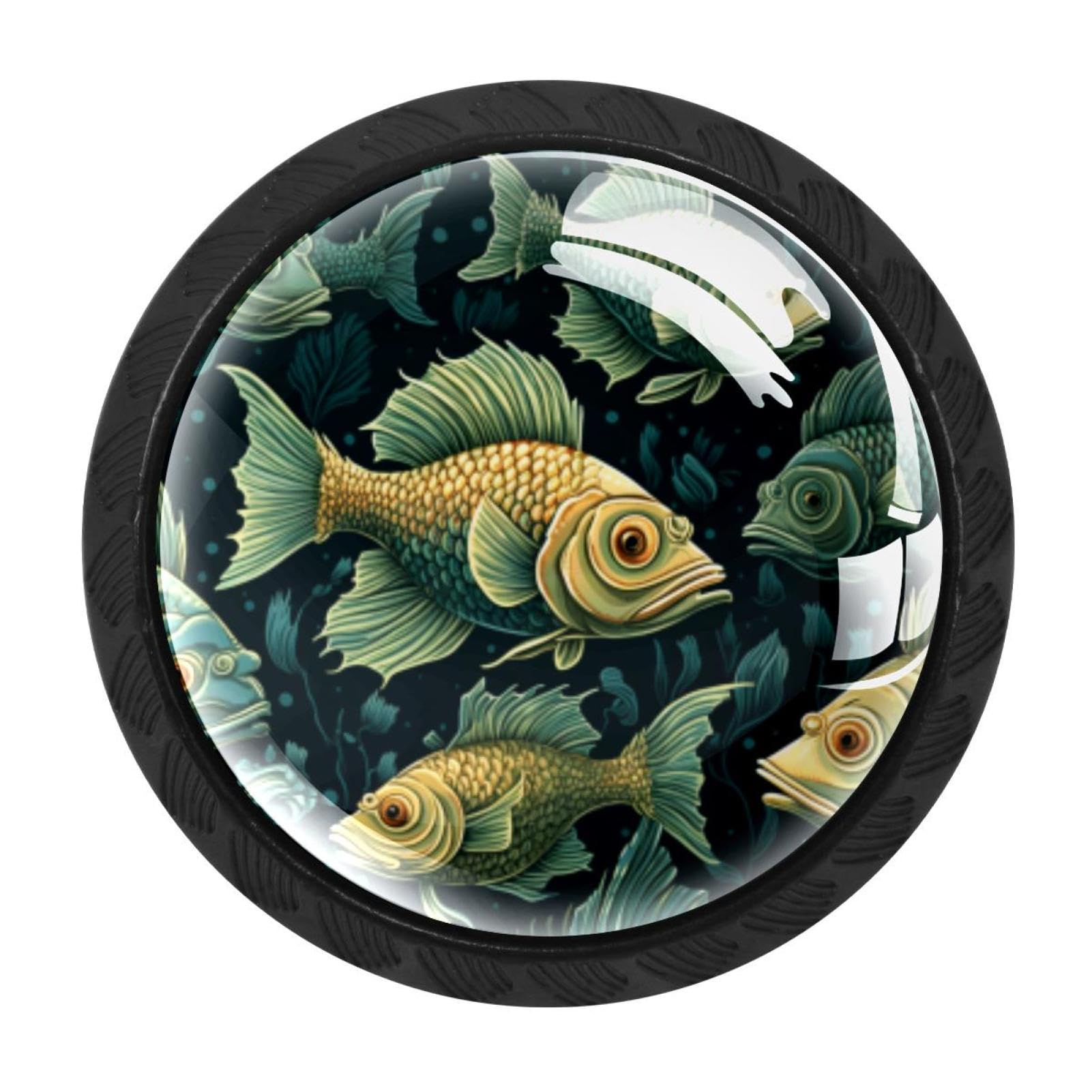 Chenzzzz Multicolored 12 4 Pcs Fish Cabinet Knobs Crystal Drawer Pulls For Kitchen, Bathroom Cabinet, Dresser And Cupboard