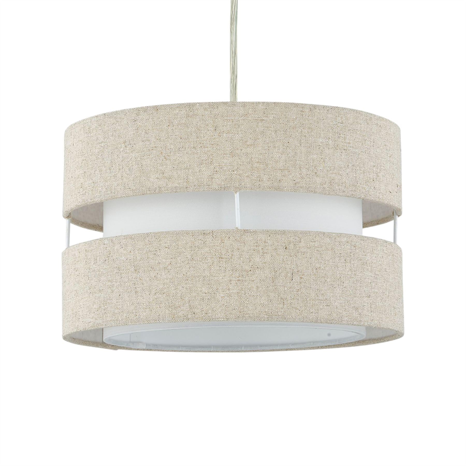 Firstchoicelighting Natural Linen Ceiling Light Shade, Easy Fit Pendant Shade, Diameter 26Cm