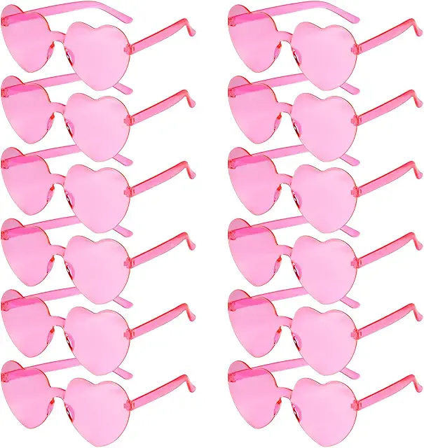 Pink Heart Sunglasses for Women - 15 Pairs Valentine's Party Glasses