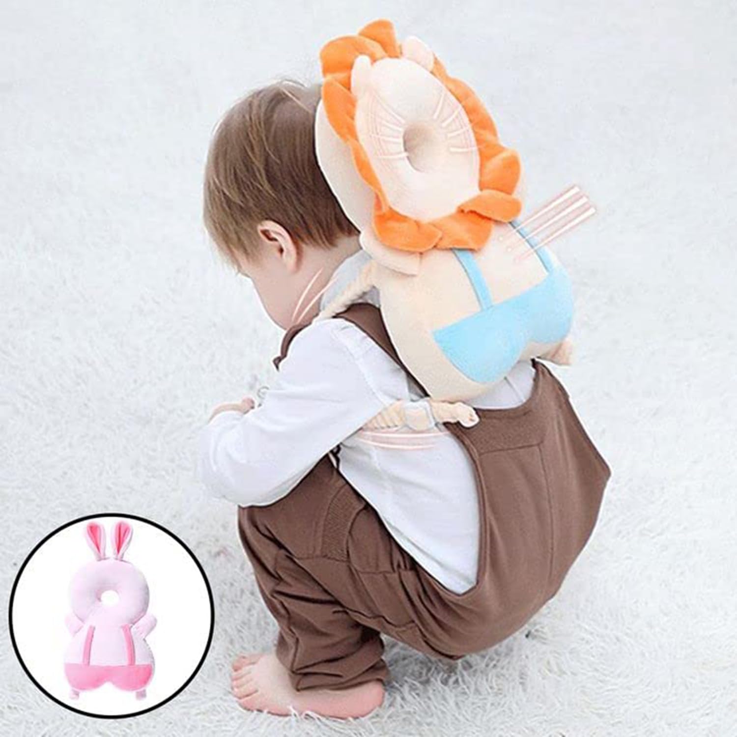 NME COLLECTION Head Protector Cushion Plush Soft Toy Early Learning Toy Fall Protection Helmet Baby Head Protector Child Adjustable Shoulder Strap (Bunny),Pink,Pp Cotton - Image 3 thumbnail