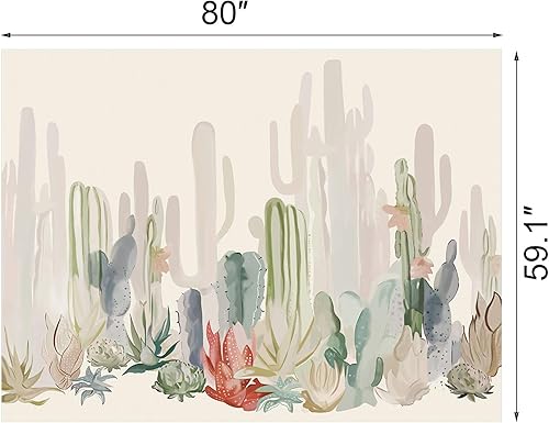 Miniatura 7 de Manicer Tapiz de cactus, coloridas plantas y hierbas, tapiz botánico para colgar en la pared, tapiz de paisajes naturales, tapiz con impresión