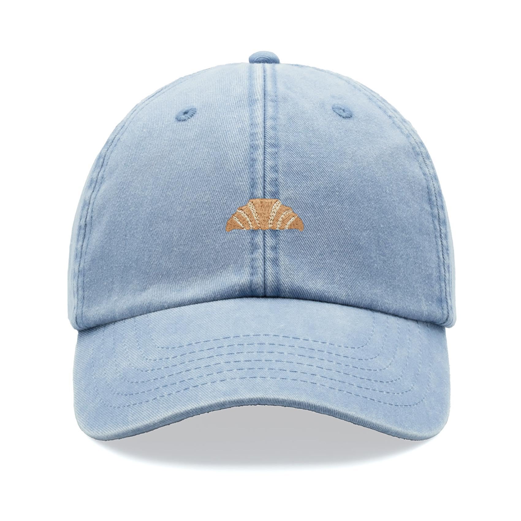 Cap Base Unisex Light Blue Croissant Baseball Cap Vintage Washed Dad Hat Adjustable