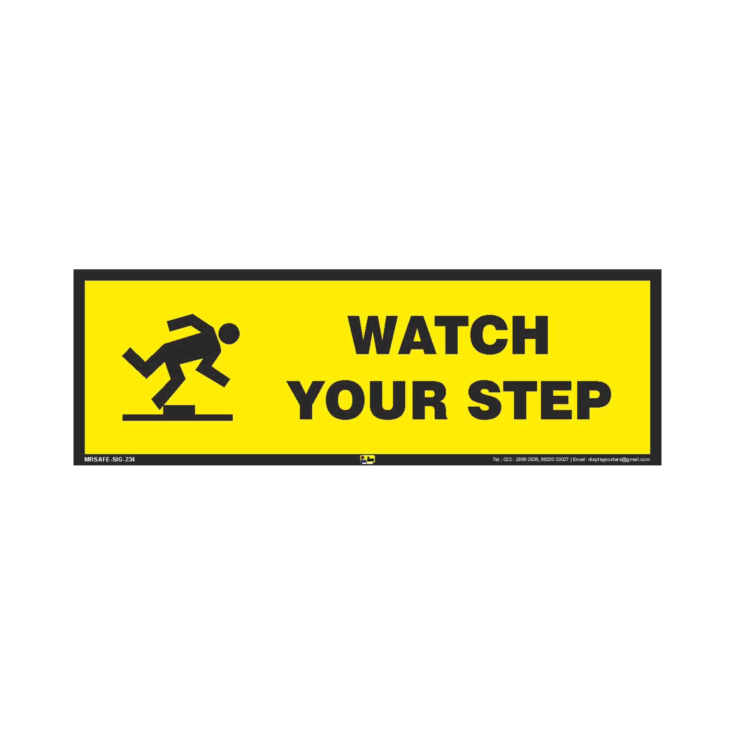 Mr. Safe Watch your Step Sign Eco Vinyl Sticker 12 Inch X 4 Inch (B07BSZ5C3Q) Amazon Price History, Amazon Price Tracker