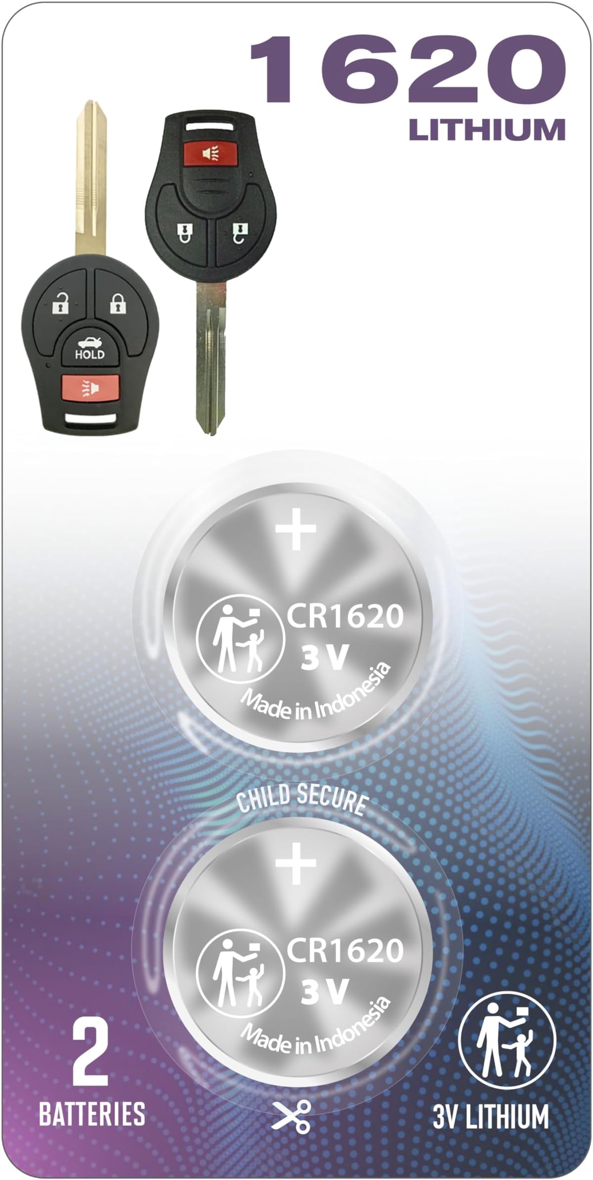 (2 PACK) CR1620 1620 Remote Key Fob Replacement OEM