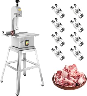 2500W Electric Bone Saw Machine | 19" x 13" Worktable | Stainless Steel Bandsaw Machine | 0.04-10" Cutting Thickness | 8 Saw Blades | Countertop Bone Cutter Machine for Pork (Vertical (with bracket))
