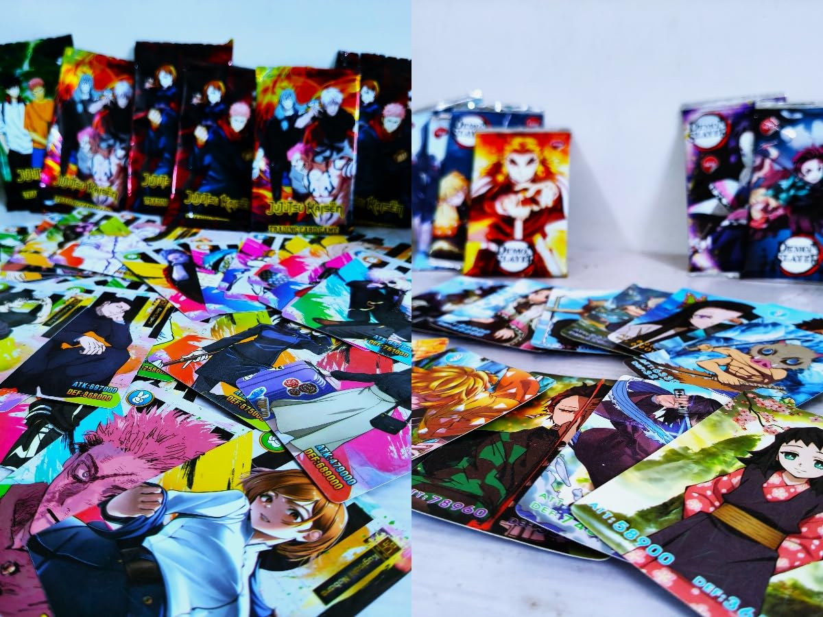 Prime Rare Anime Card 100 Pcs | Mix Pack Demon Slayer Cards 50 Pcs and Jujutsu Kaisen Cards 50 Pcs for Playing/Trading/Collection All Characters (HighAttributes Pack of 100 Pcs)-image-26