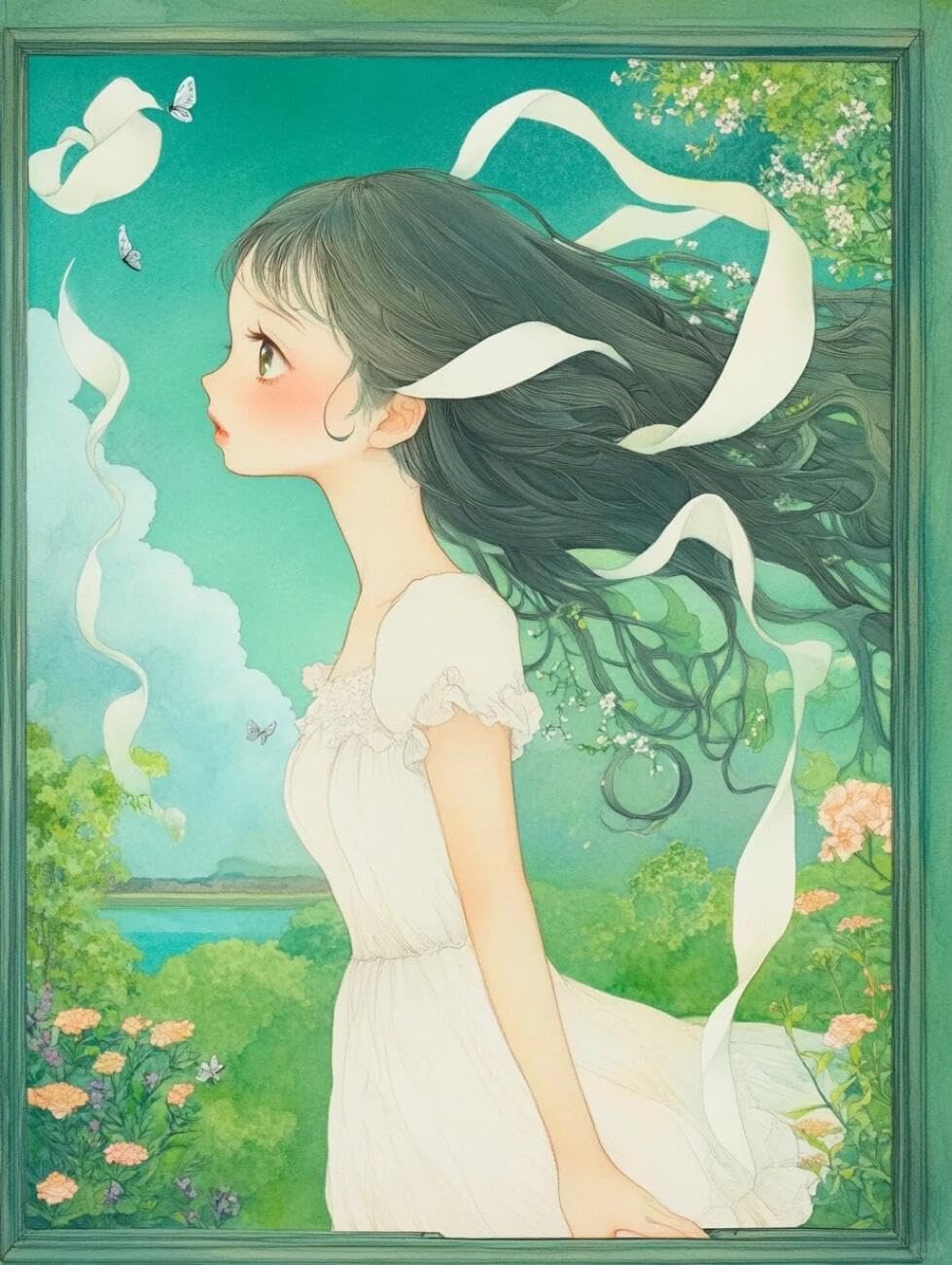 Henypt Cross Stitch Kit Anime Girl DIY Arts Aand Craft Kit for Beginners The Elderly with Accessories Handmade DIY/Gifts 14CT 80x100cm