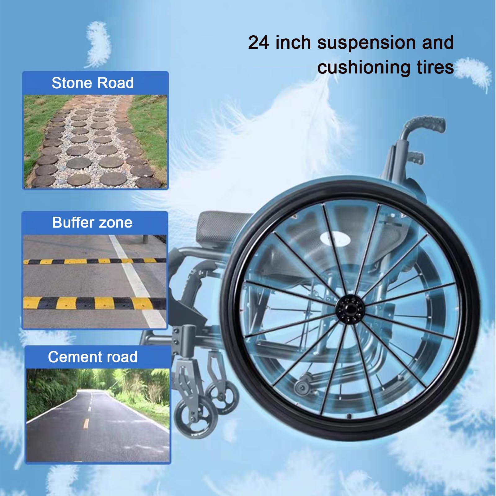 Wheelchair Sedia a Rotelle Pieghevole in Alluminio Ultraleggero, Sport per Sedie A Rotelle Adulto,Sedia a Rotelle Pieghevole e Semovente,Estetica sportiva, Regolabile(Seat width 42cm/16.5in,Yellow)