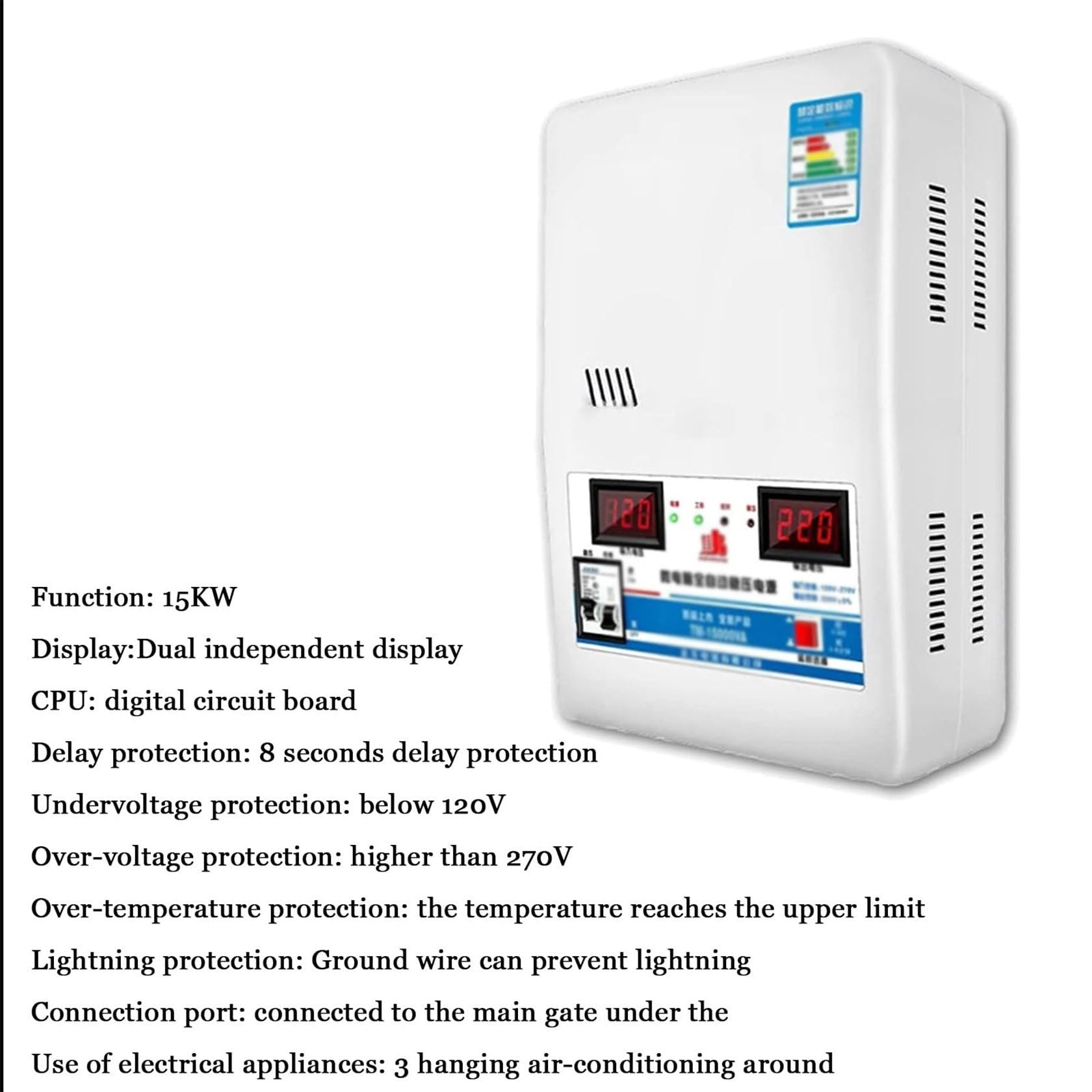 Estabilizador De TensióN AutomáTico, Estabilizador De TensióN MonofáSico DoméStico De Alta PrecisióN De 220 V, Estabilizador De Ca MonofáSico para Computadora, Refrigerador, TV,15000W