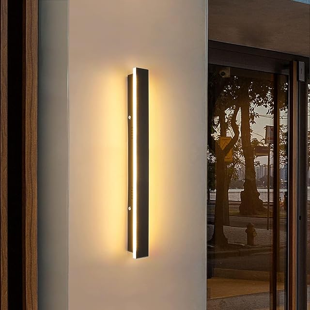 Mikeru 100CM Modern Outdoor Wall Sconce, 3 Color 3000K/4500K/6000K Wall Mounted Light Acrylic Wall Light 35W LED Long Strip Wall Sconce for Garden Hallway Living Room