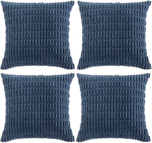 Fancy Homi - Paquete de 4 fundas de almohada decorativas de color azul polvoriento de 20 x 20 pulgadas para sala de estar, sofá o cama, decoración