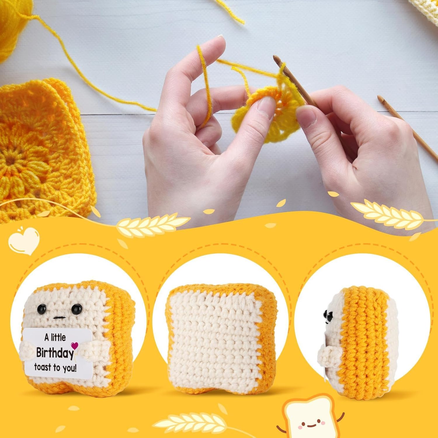 A Little Birthday Toast to You - Crochet Gifts,Funny Birthday Cards for Women, Men, Mom, Dad - Unique Happy Birthday Decorations & Keepsake for Friend, Her, Him - Includes Happy Birthday Banner - Image 4