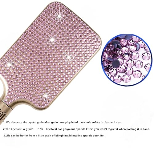 Miniatura 4 de Fshion - Cepillo de masaje hecho a mano con cojín de aire de cristal rosa, cepillo de pelo brillante de alta calidad, peine de pelo desenredante con