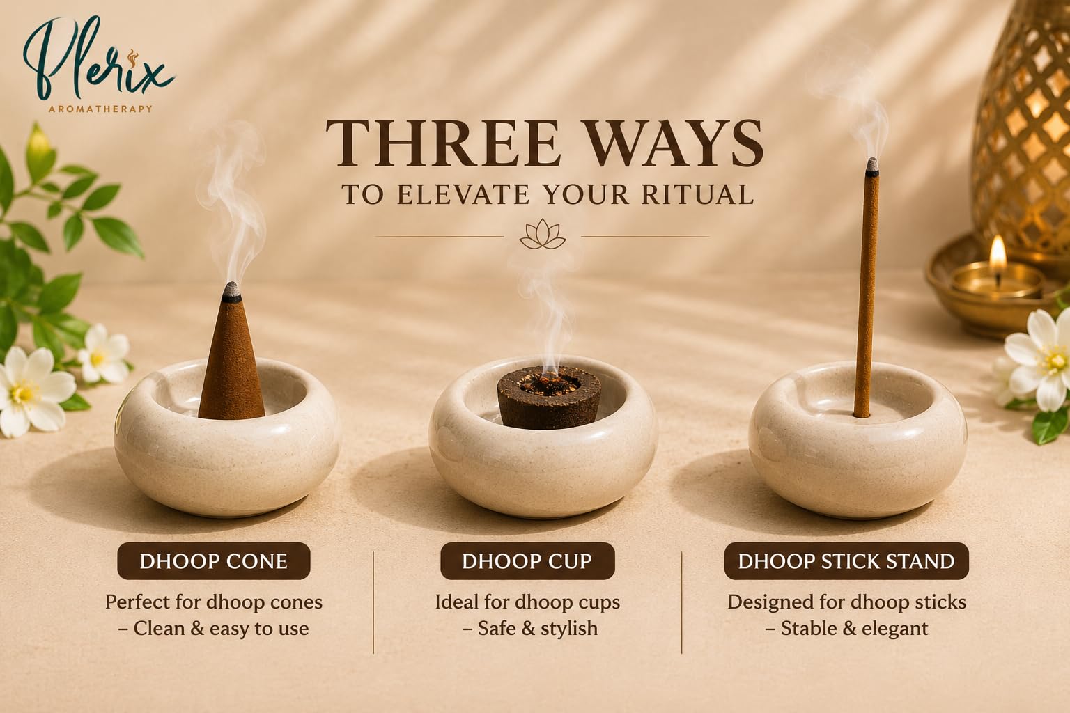 Premium Ceramic Incense Holder - Elegant & Ash Catcher -3