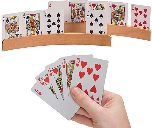 Amazon Co Jp 大人 高齢者 子供に適した2ピースのトランプラック 木製カードディスプレイラック Brown おもちゃ