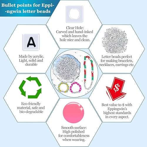 Miniatura 6 de Eppingwin Kit de fabricación de pulseras, kit de pulsera de amistad, cuentas de arcilla polimérica de flores de frutas, cuentas de letras multicolor