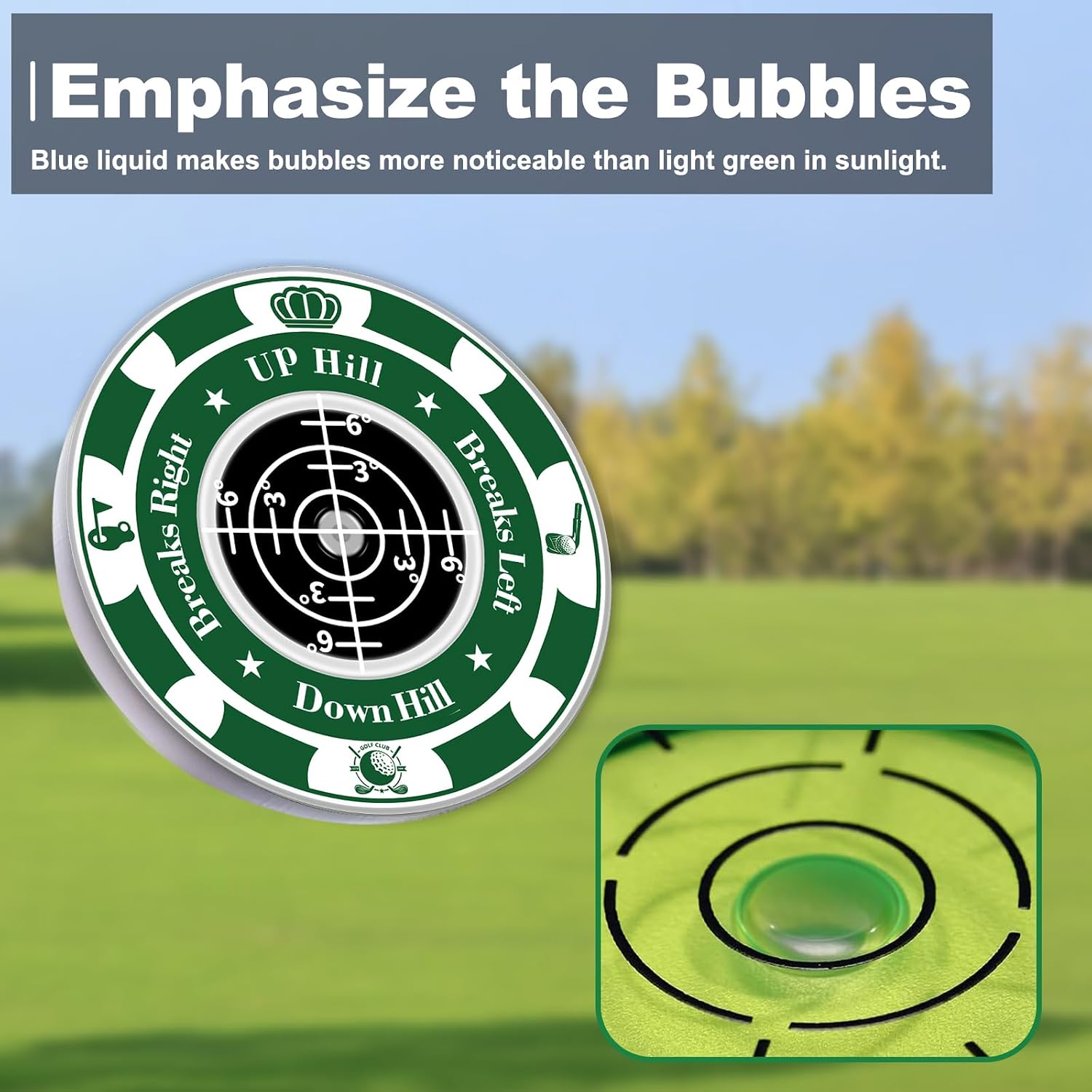 Golf Green Reader, 4 Pack Ball Marker for Putting Green with Bubble, Golf Accessories Putt Aid Tool with Hat Clip image 2