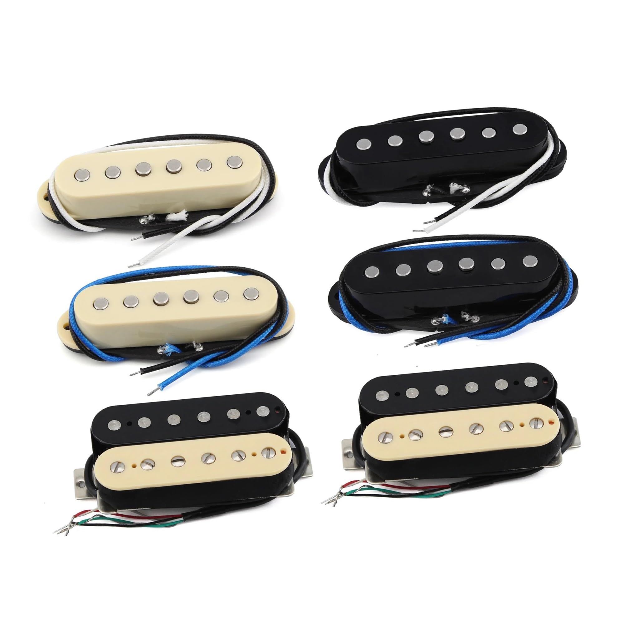 3 Teiliges SSH Gitarren Elektro Tonabnehmer Set Alnico 5 Interleaved Single/Hybrid Instrumentenzubehör(Cream and Zb)