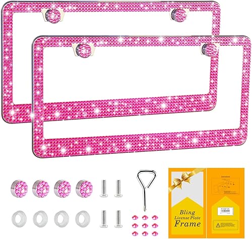 Vista 21 de Paquete de 2 marcos brillantes para placa hechos a mano con purpurina y diamantes de imitación prémium, tapas brillantes y deslumbrantes con 4 Negro