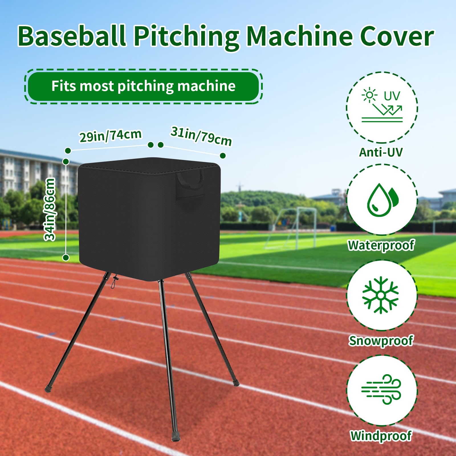 Pitching Machines Cover - Waterproof 600D Oxford Fabric, Dustproof, Resistant, Sunproof Hack Attack Pitching Machine Cover for Baseball/Softball All-Weather Protection (31