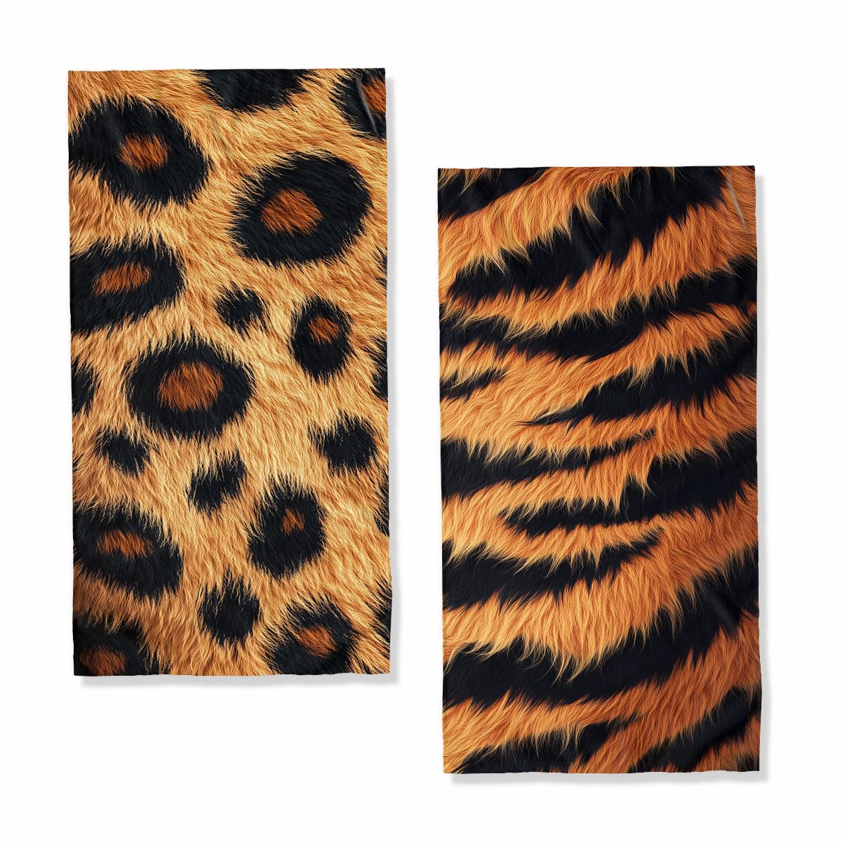 TLCBFF Leopard Print Bath Hand Towels Absorbent Fur Orange Tiger Texture Wild Animal Bath Hand Towels for Bathroom Decor Home Farmhouse Gym Yoga Spa