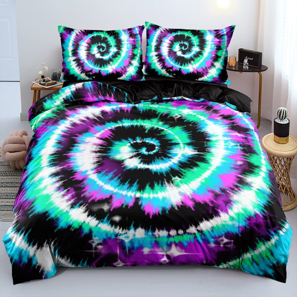 Housse de couette et draps housses grand confort pour lit double violet et bleu premium