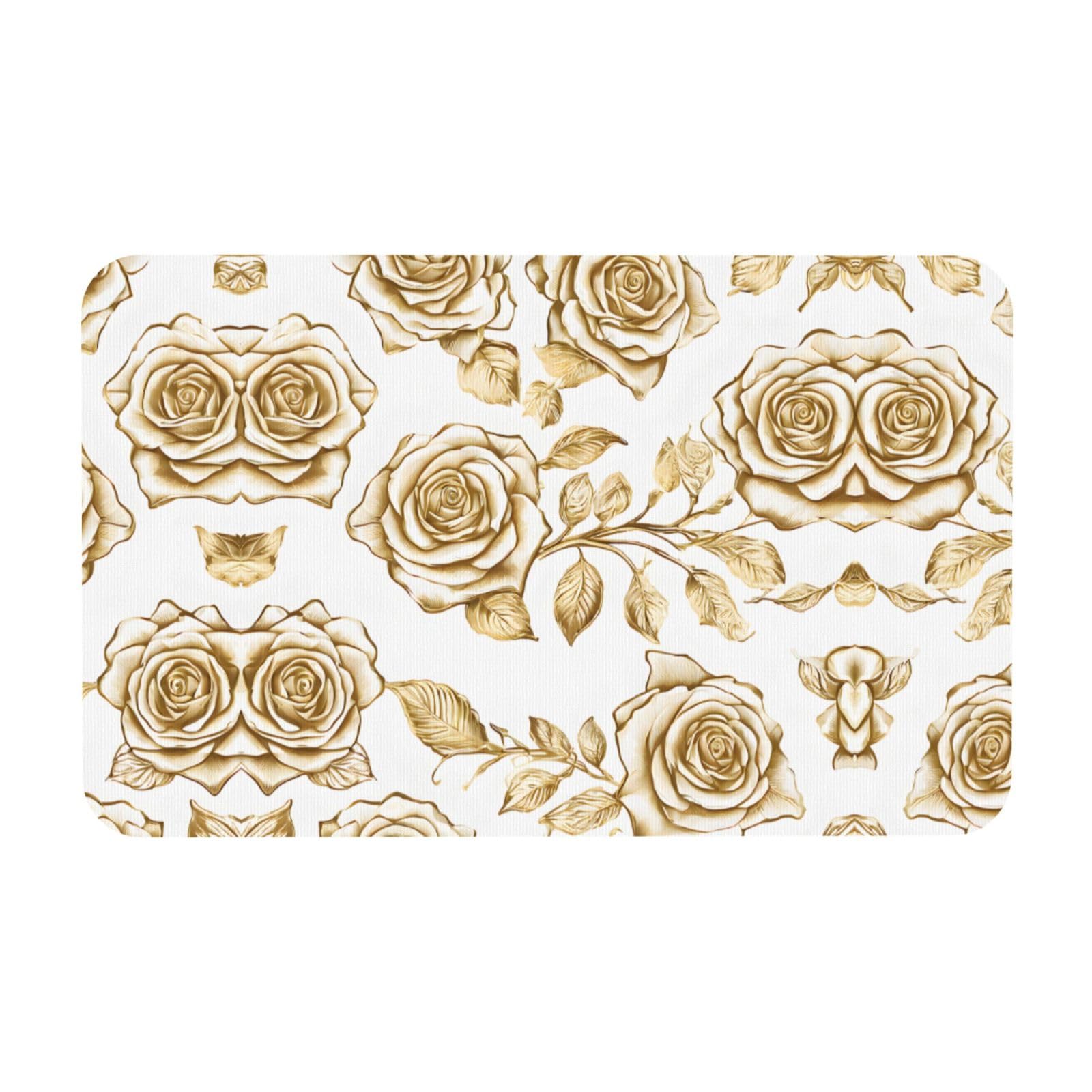 Tapis de bain fleurs dorées déco pour créer une ambiance spa à la maison