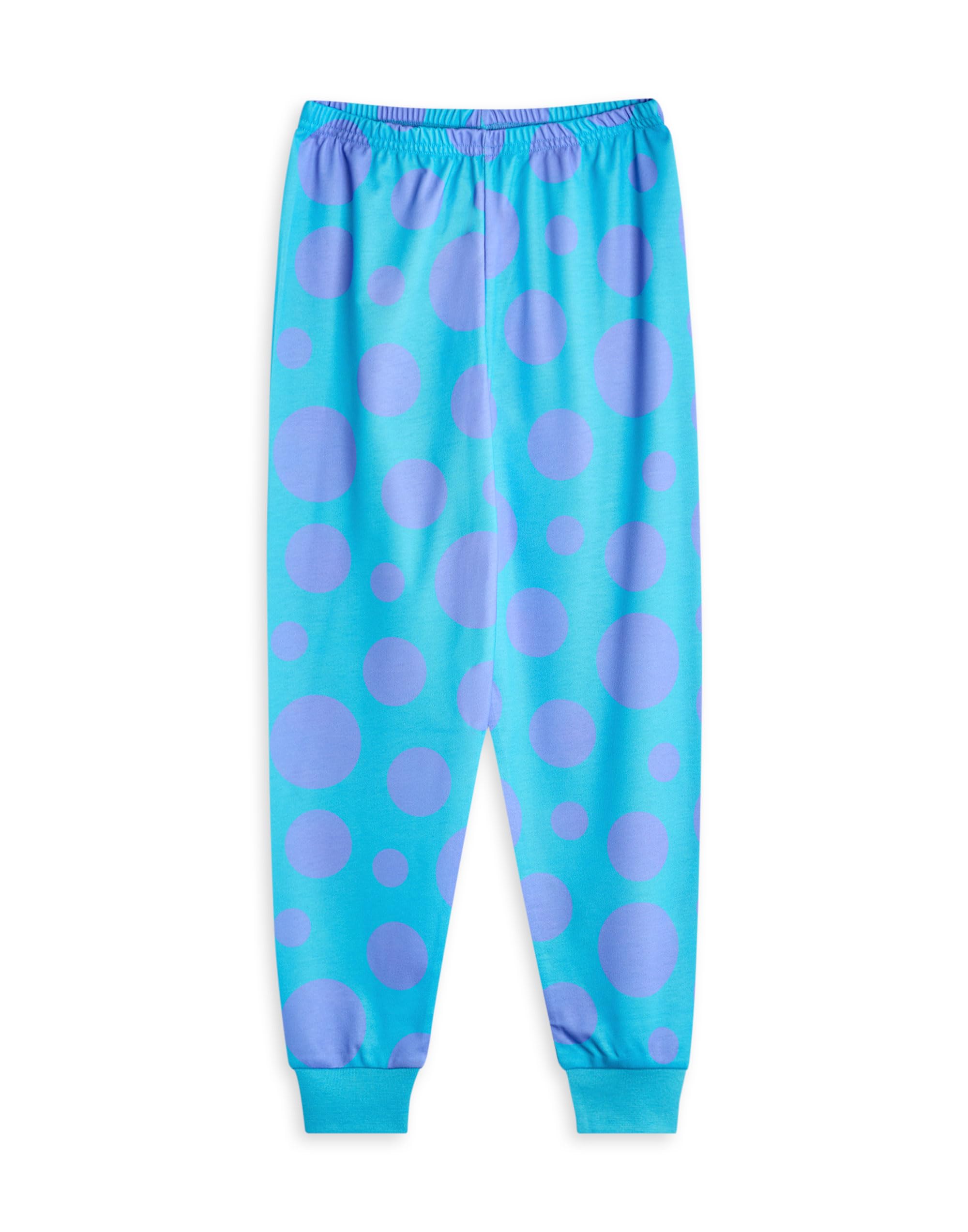 Disney Monsters Inc Piżama dla chłopców, zestaw 2 sztuk, dla dzieci Sully & Mike Graphic top z długim rękawem i długimi nogawkami spodnie piżamowe w kolorze niebieskim i zielonym, dziecięca postać z