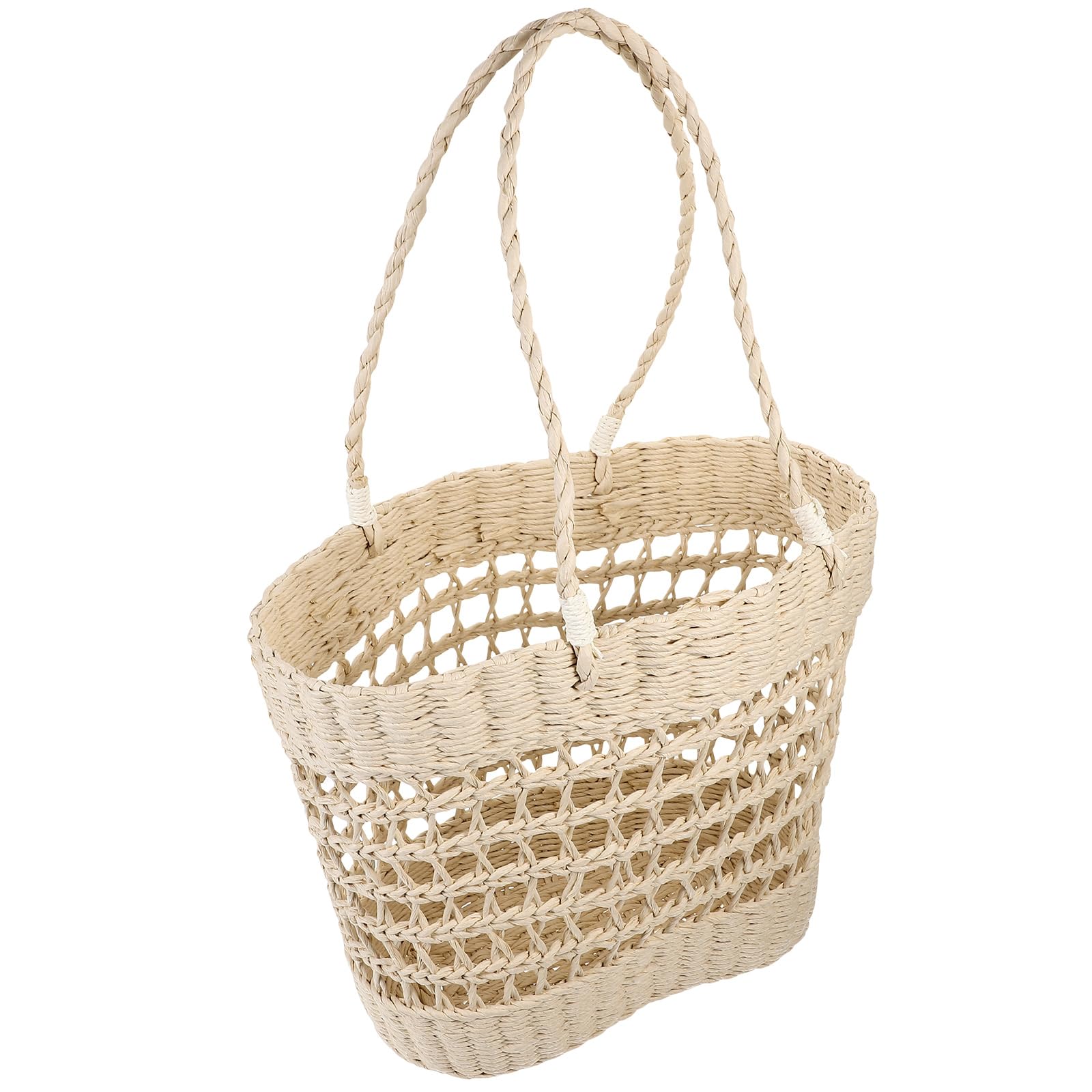 TEHAUX Borsa Intrecciata Vuota Vacanze Estive Donna, Grande Capacità Beige | Carta Intrecciata Leggera, Uso Estivo e Campeggio, Stile Semplice, Adatta a Piccoli Oggetti