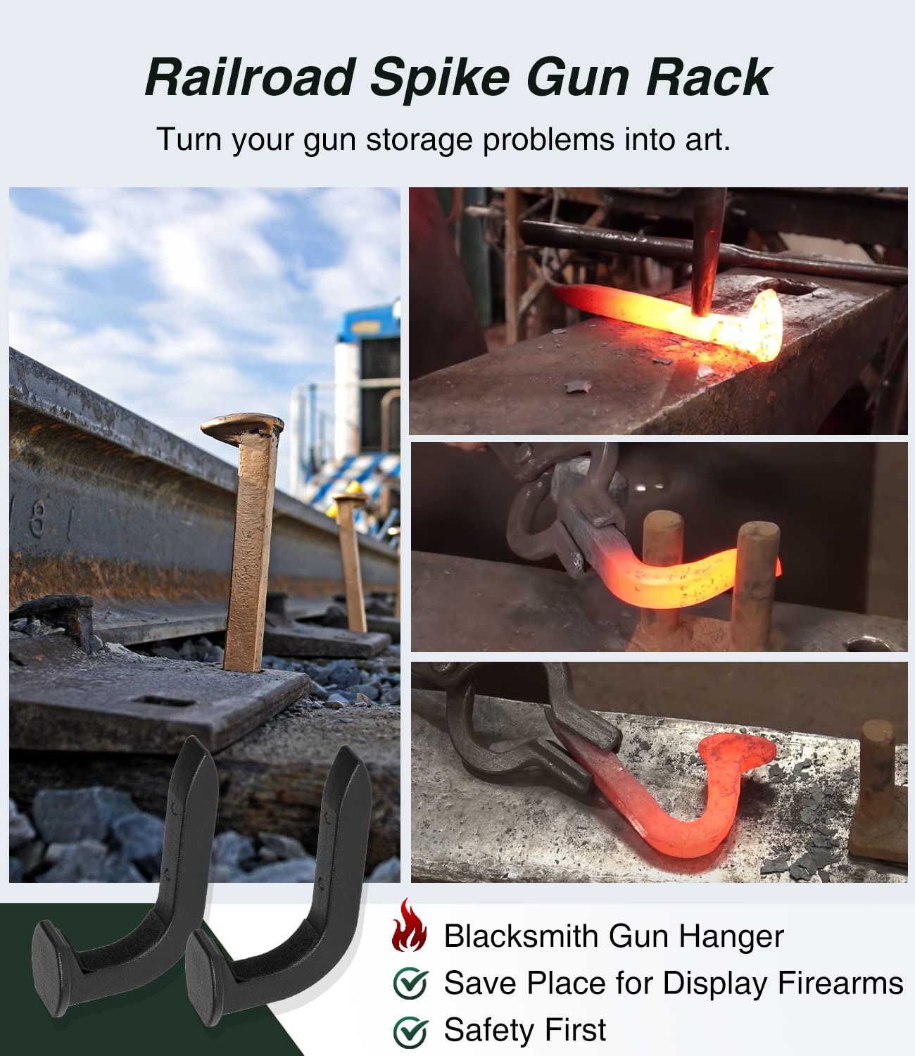 Amazon.com: sixcow 2 Pack Railroad Spike Gun Rack Hanger Hook