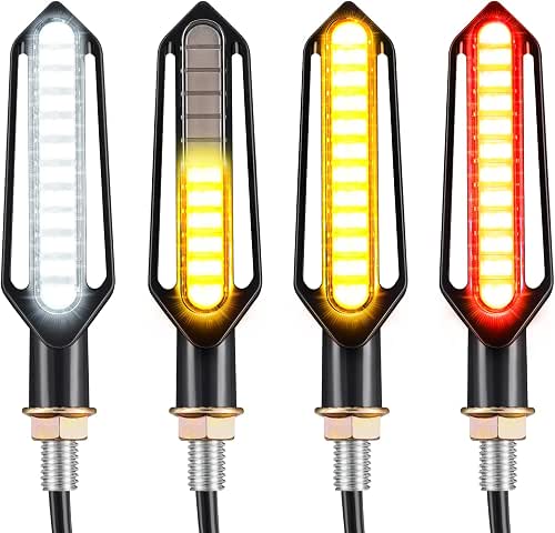 Benlari 4PCS Indicators Flowing LED Motorcycle Turn Signals Brake Lights