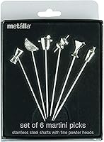 Vista 2 de Prodyne Púas de Martini de acero inoxidable y peltre (juego de 6), color plateado