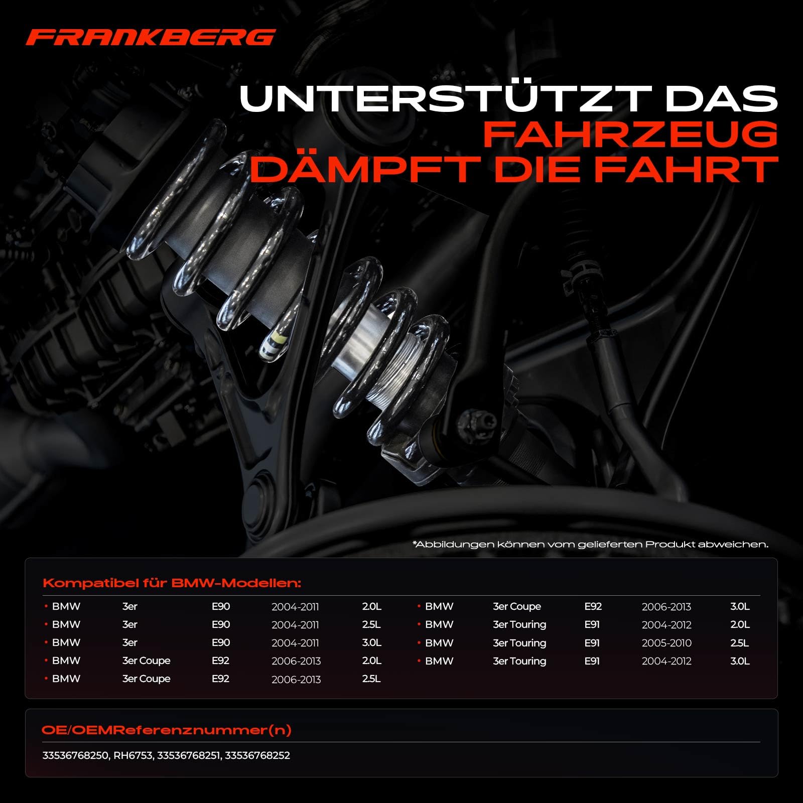 Frankberg 2x Federn Fahrwerksfeder Hinterachse Kompatibel mit E90 E91 318 320 325 330 335 2004-2012 E92 320 325 330 2006-2013 Replace# 33536768250