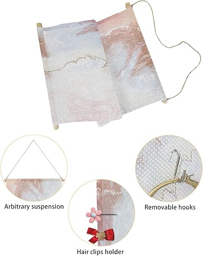 Miniatura 3 de Organizador de joyas colgantes de mármol rosa para mujer, soporte para aretes de tinta degradada, organizador de aretes de arte abstracto moderno