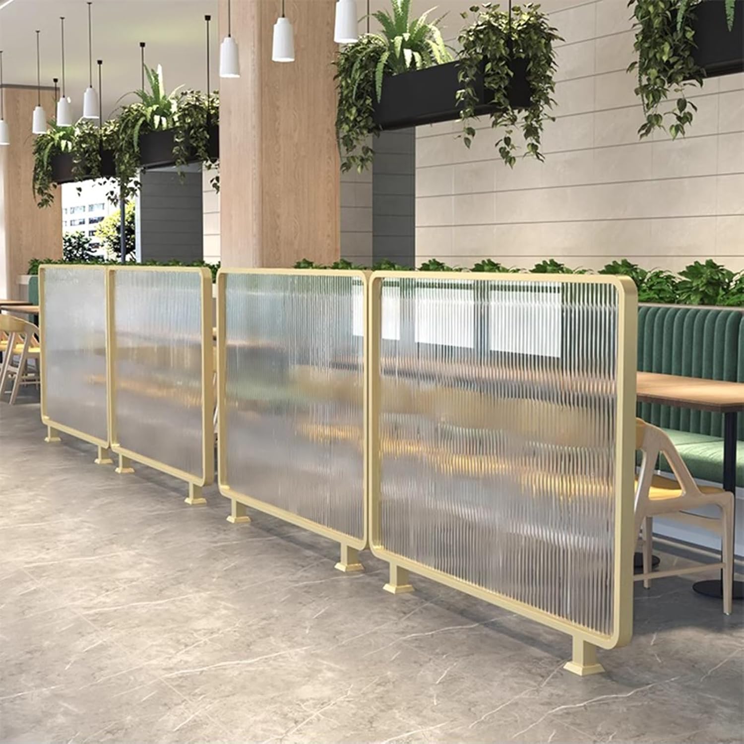White Iron Divider for Dining Areas, Glass Restaurant Partition Screen, Half Wall Countertop Low Fence, Decorative Workstation Office Divider (15.75x23.62in/40x60CM